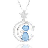 349280 FURRY COMPANIONS CAT ON MOON SP NECKLACE